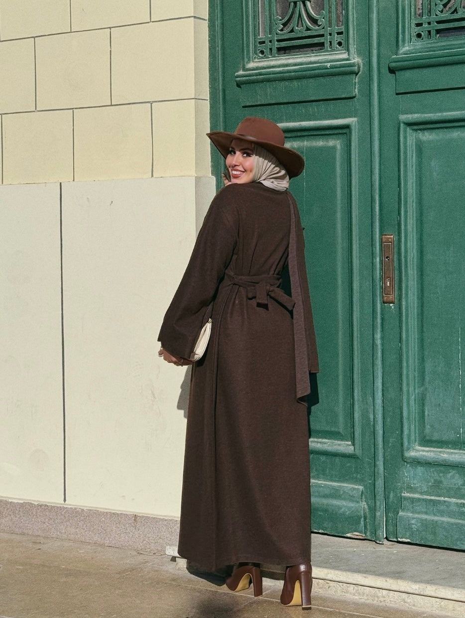Cozy Cape Dress - Brown